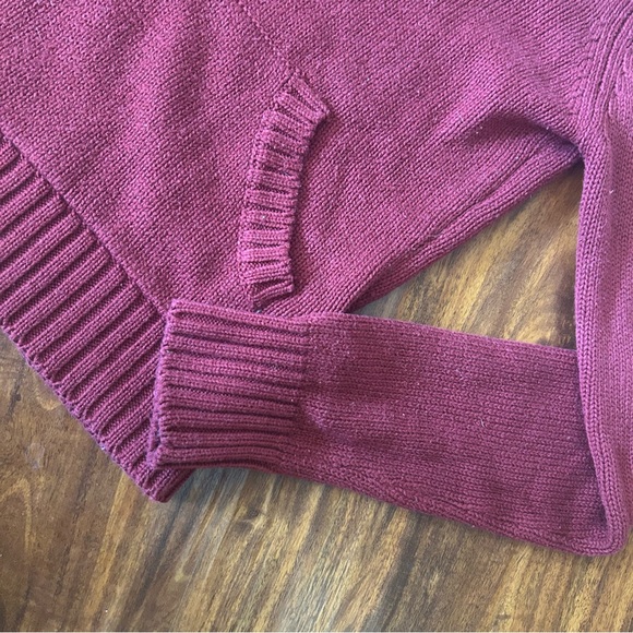 LF Burgundy Maroon Oxblood Red Knit Hoodie - Picture 7 of 16
